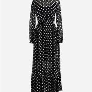 J. Crew Black and White Polka Dot Long Sleeve Dress